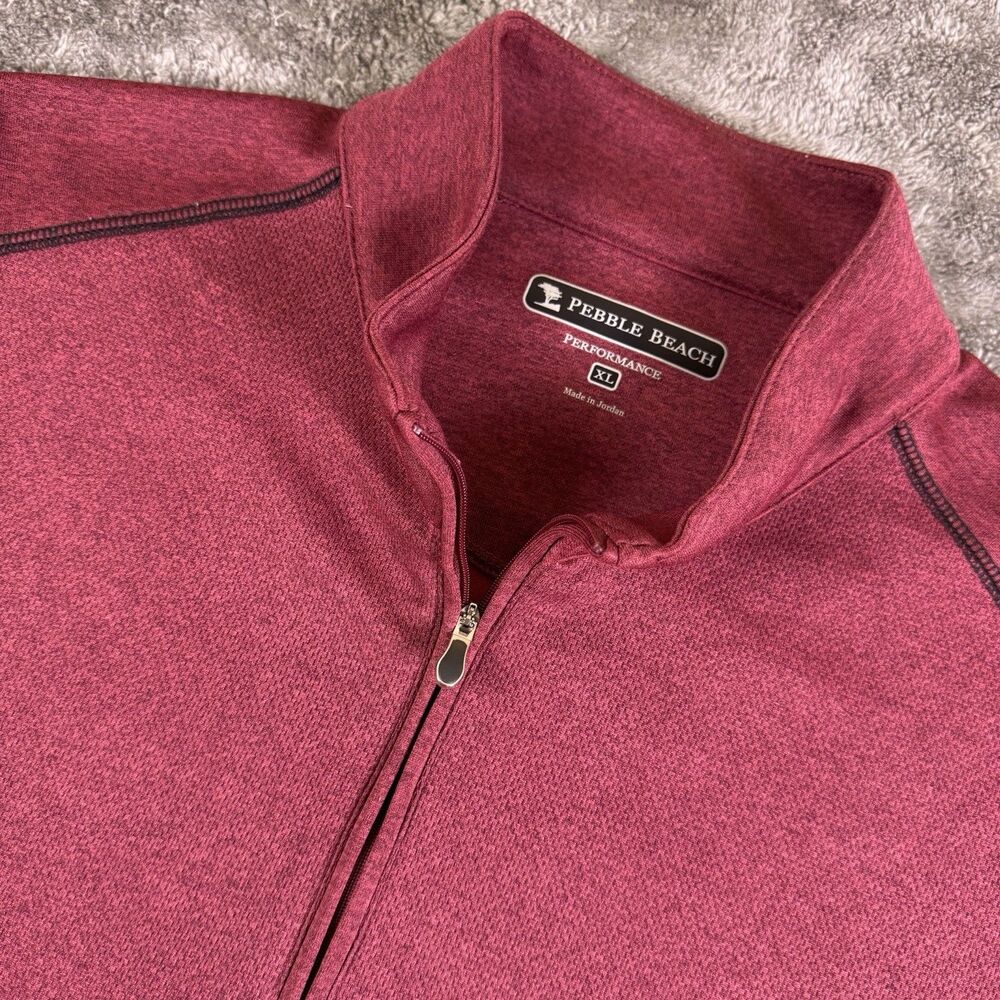 Pebble Beach Performance Burgundy Performance 1/4 Zip Jacket - Mens XL Pullover